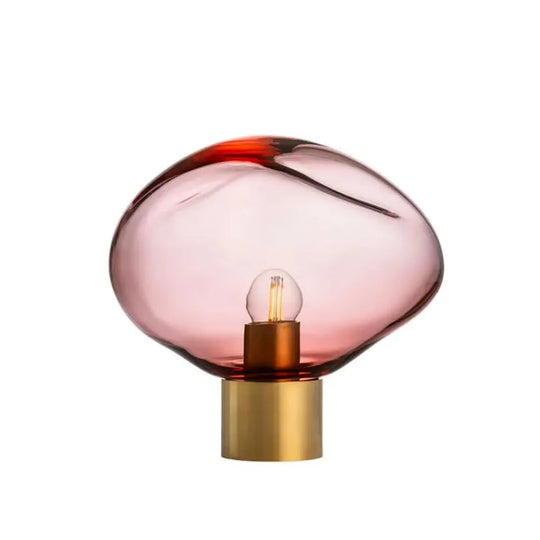 Crystal Stone bordlampe med messing base-Bordlamper-Hadeland Glassverk-Klar-Hak__250-CS-1001-12-T13BN-Lightup.no