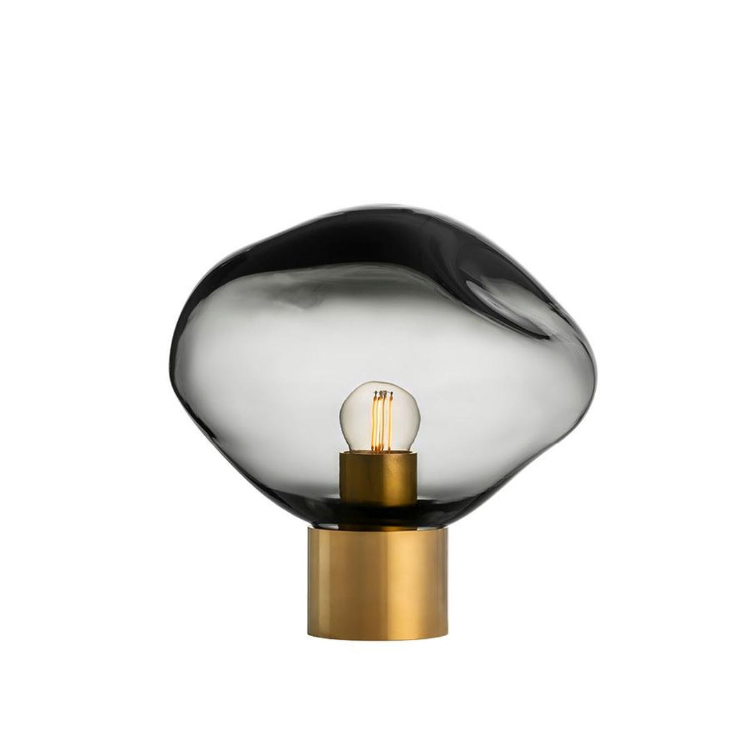 Crystal Stone bordlampe med messing base-Bordlamper-Hadeland Glassverk-Klar-Hak__250-CS-1001-12-T13BN-Lightup.no