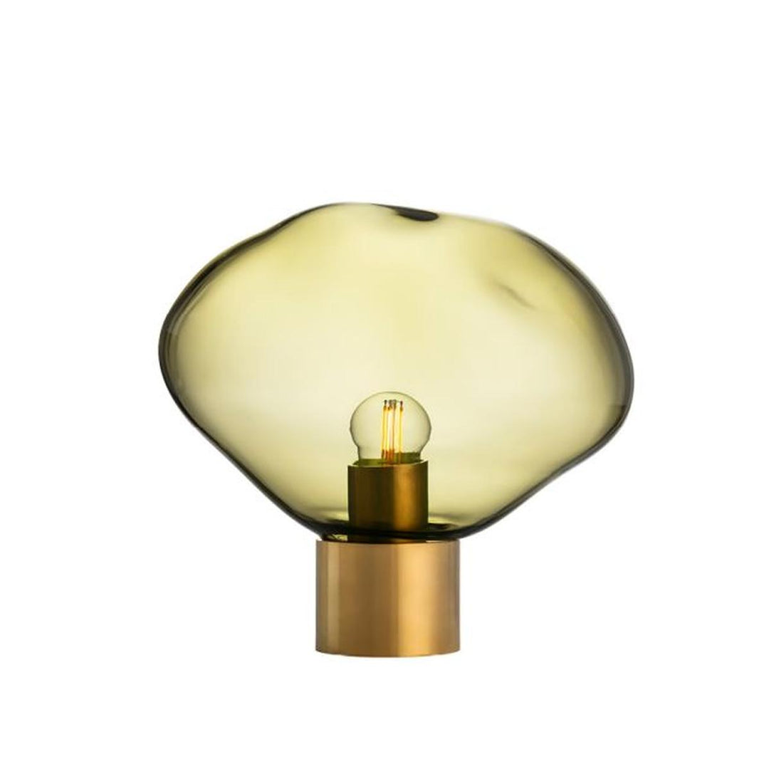 Crystal Stone bordlampe med messing base-Bordlamper-Hadeland Glassverk-Klar-Hak__250-CS-1001-12-T13BN-Lightup.no