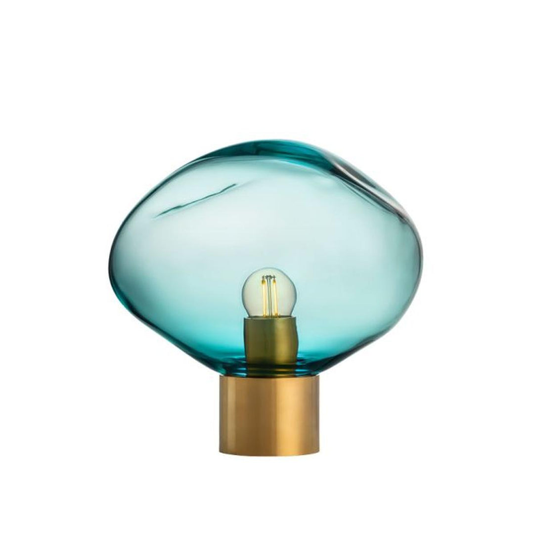 Crystal Stone bordlampe med messing base-Bordlamper-Hadeland Glassverk-Klar-Hak__250-CS-1001-12-T13BN-Lightup.no