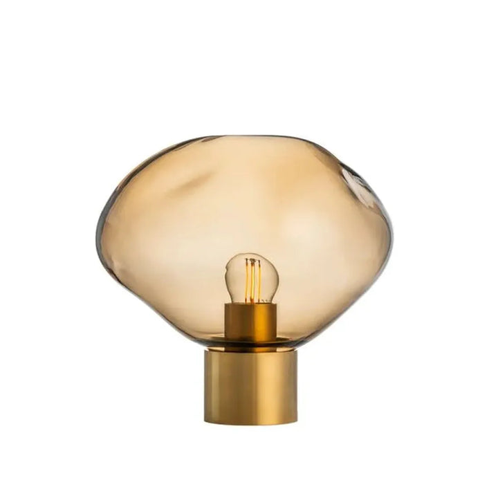 Crystal Stone bordlampe med messing base-Bordlamper-Hadeland Glassverk-Klar-Hak__250-CS-1001-12-T13BN-Lightup.no