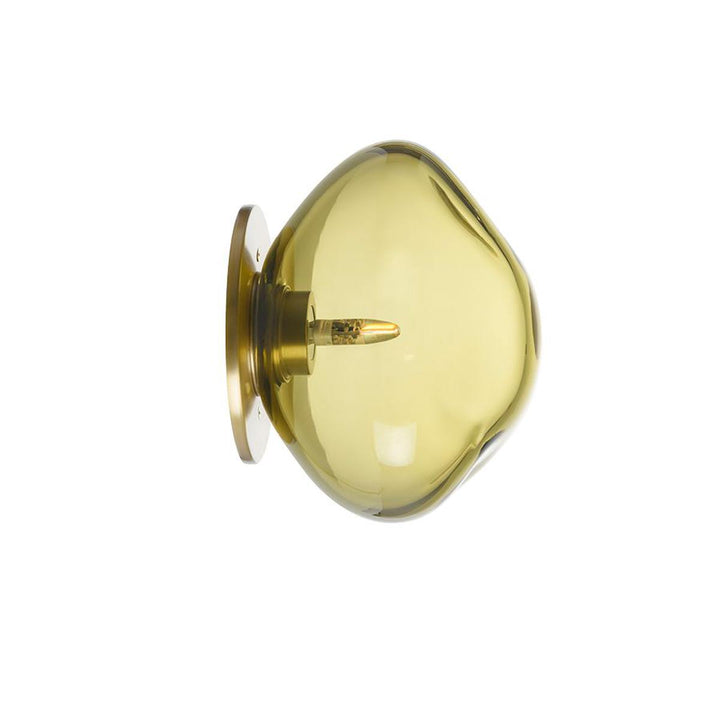 Crystal stone innfelt vegglampe-Vegglamper-Hadeland Glassverk-Messing/grønn-Hak__120-CS-2029-M1-BNDL-Lightup.no