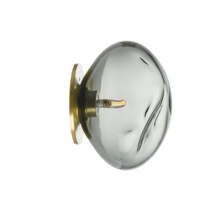 Crystal stone innfelt vegglampe-Vegglamper-Hadeland Glassverk-Messing/røykgrå-Hak__120-CS-2233-M1-BNDL-Lightup.no