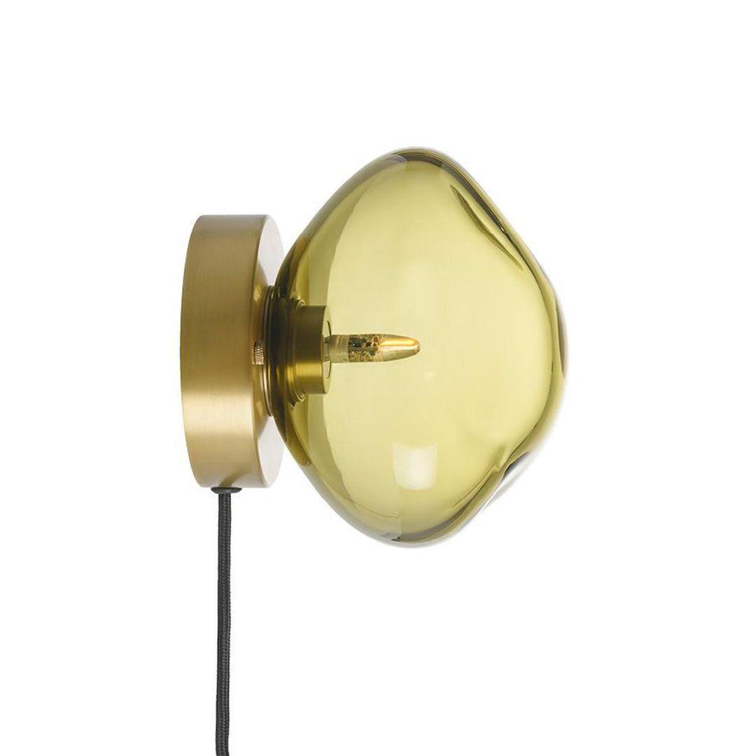 Crystal stone vegglampe, utvendig oppheng-Vegglamper-Hadeland Glassverk-Messing/grønn-Hak__120-CS-1004-M2-BNDL-Lightup.no