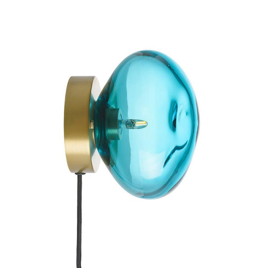 Crystal stone vegglampe, utvendig oppheng-Vegglamper-Hadeland Glassverk-Messing/blå-Hak__120-CS-2029-M2-BNDL-Lightup.no