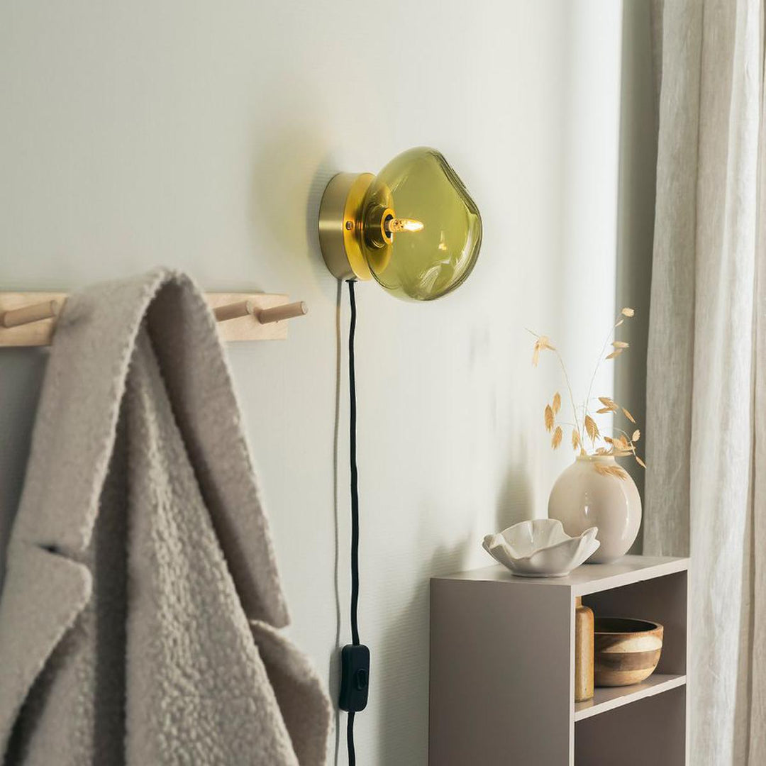 Crystal stone vegglampe, utvendig oppheng-Vegglamper-Hadeland Glassverk-Messing/blå-Hak__120-CS-2029-M2-BNDL-Lightup.no