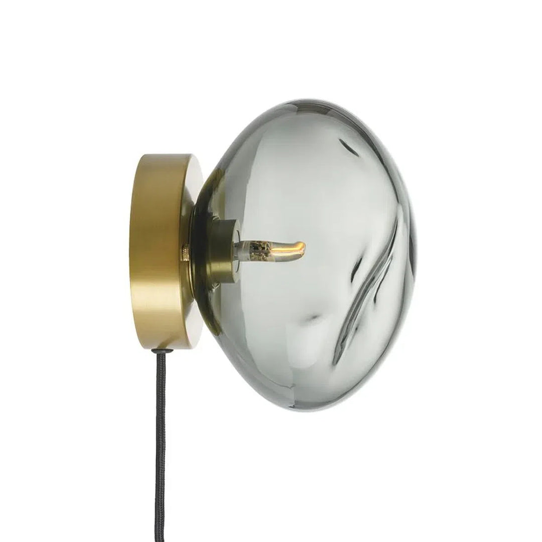 Crystal stone vegglampe, utvendig oppheng-Vegglamper-Hadeland Glassverk-Messing/røykgrå-Hak__120-CS-2233-M2-BNDL-Lightup.no