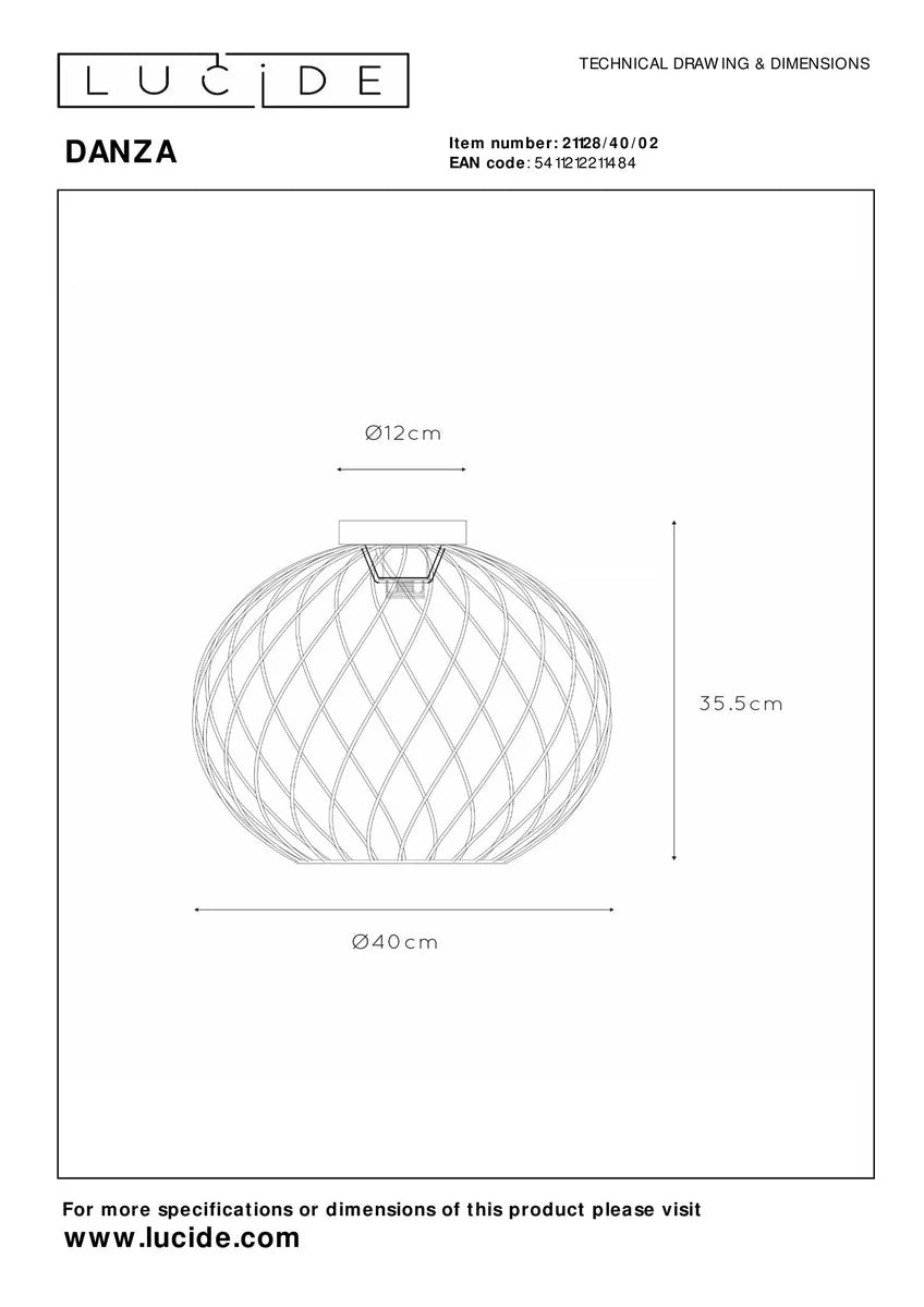 Danza taklampe 40 cm-Taklamper-Lucide-Svart-LC21128/40/30-Lightup.no