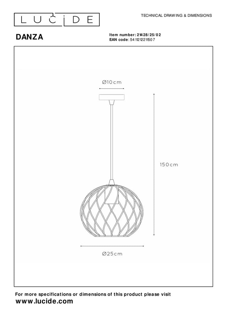 Danza takpendel 25 cm-Takpendler-Lucide-Messing-LC21428/25/02-Lightup.no