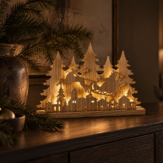 Dekorasjon nisse i slede 60 cm - Tre-Julebelysning dekor og pynt-Trend Collection-LB213170-Lightup.no