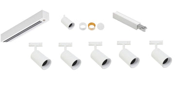 Designline Tube Pro komplett 1,9 meter spotskinne med 5 spotter GU10 - Hvit-Spotskinner 230V-Antidark-3-311-20-1+4-311-01-1+2-312-01-1-5-Lightup.no
