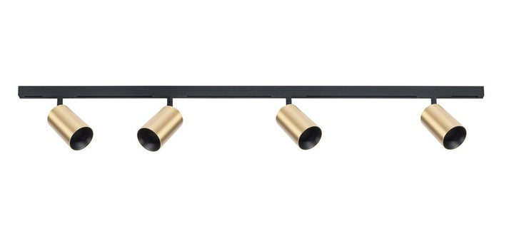 Designline Tube Pro komplett 1,9 meter spotskinne med 4 spotter GU10 - Svart / Messing - Lightup.no