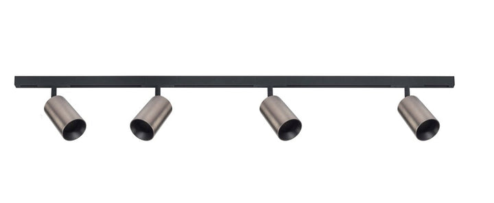 Designline Tube Pro komplett 1,9 meter spotskinne med 4 spotter GU10 - Svart / Titanium - Lightup.no