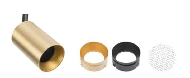 Designline Tube Pro komplett 1.9 meter spotskinne med 5 spotter GU10 - Svart/Messing-Spotskinner 230V-Antidark-Svart / Messing-3-311-20-2+4-311-01-2+2-312-01-4-5-Lightup.no