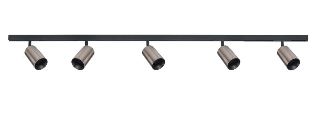 Designline Tube Pro komplett 1,9 meter spotskinne med 5 spotter GU10 - Svart / Titanium - Lightup.no