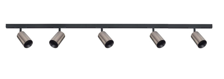 Designline Tube Pro komplett 1,9 meter spotskinne med 5 spotter GU10 - Svart / Titanium - Lightup.no