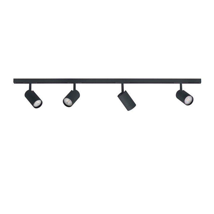 Designline Tube komplett 1,9 meter spotskinne med 4 spotter GU10 - Svart - Lightup.no
