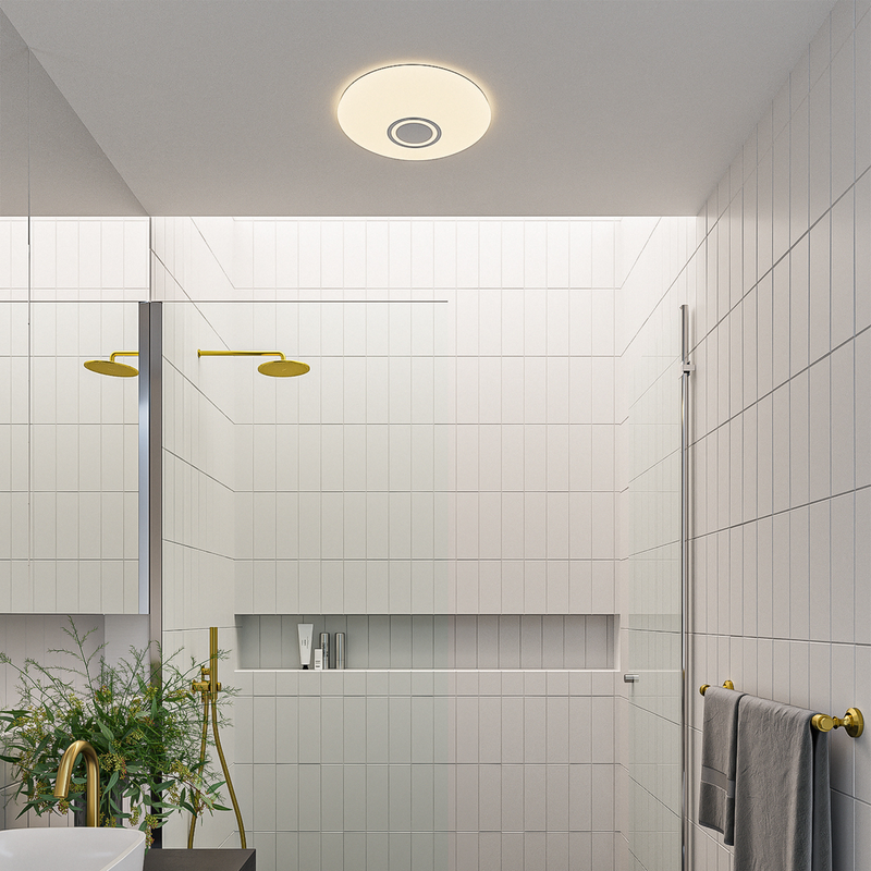 Djay smart color taklampe m/høyttaler IP44 21W - Hvit-Taklamper-Nordlux-2110886101-Lightup.no