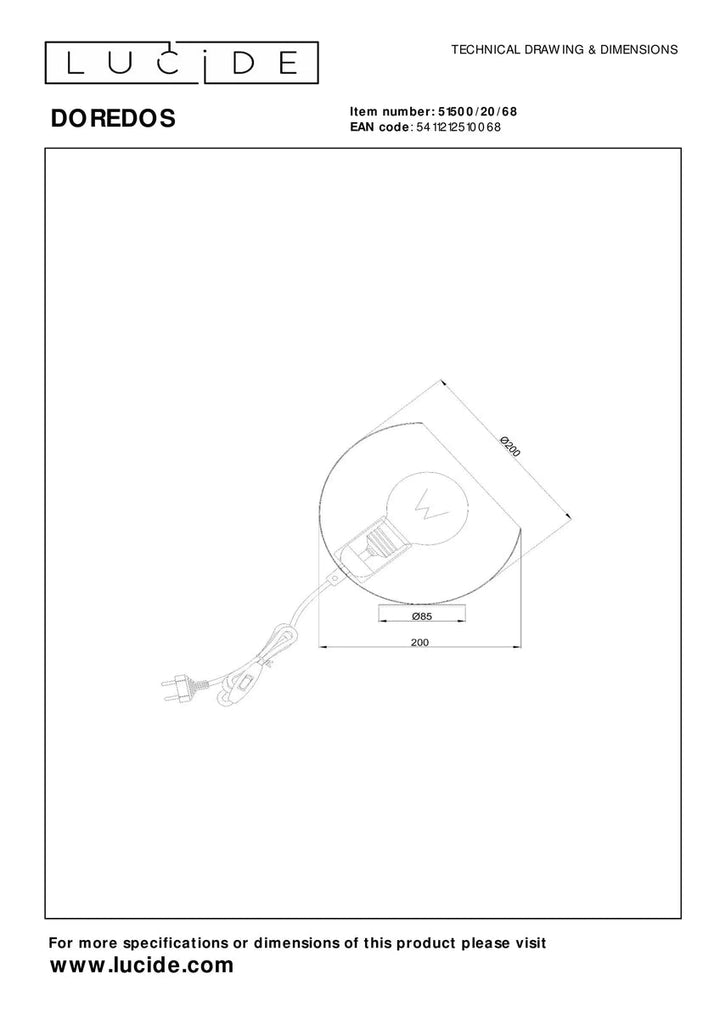 Doredos bordlampe 20 cm-Bordlamper-Lucide-Teracotta-LC51500/20/55-Lightup.no
