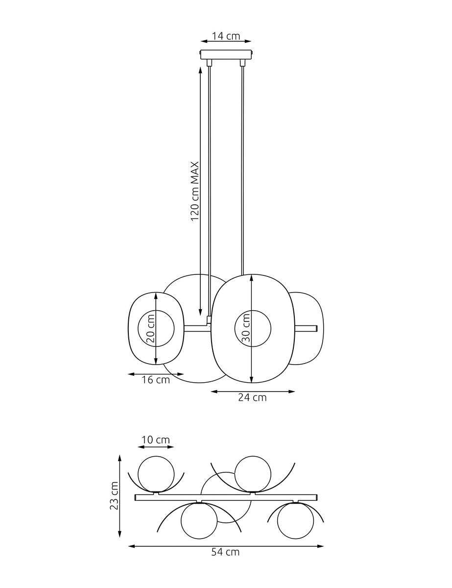 Elementi takpendel 4-lys-Takpendler-Emibig-Svart-1491/4-Lightup.no