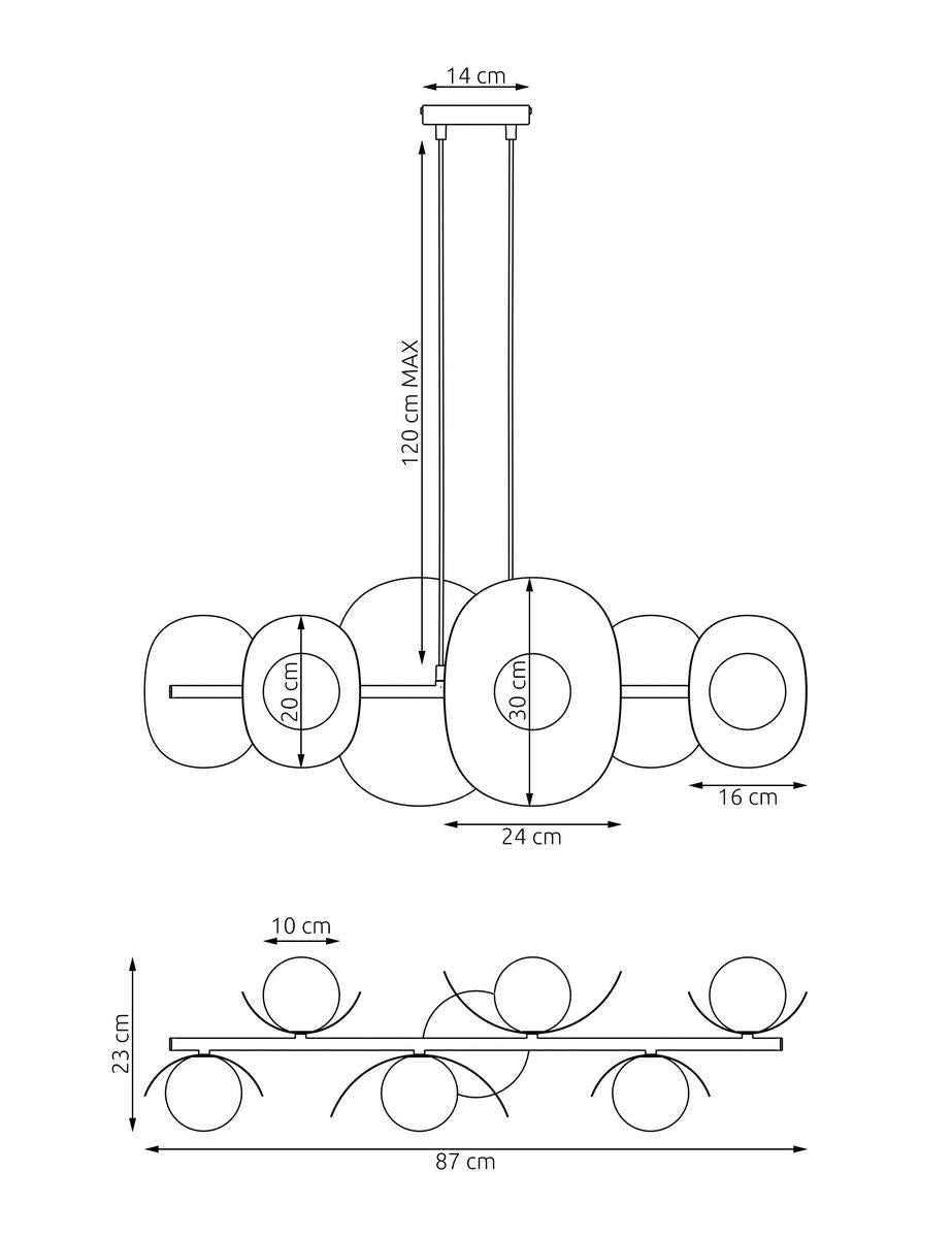 Elementi takpendel 6-lys-Takpendler-Emibig-Svart-1491/6-Lightup.no