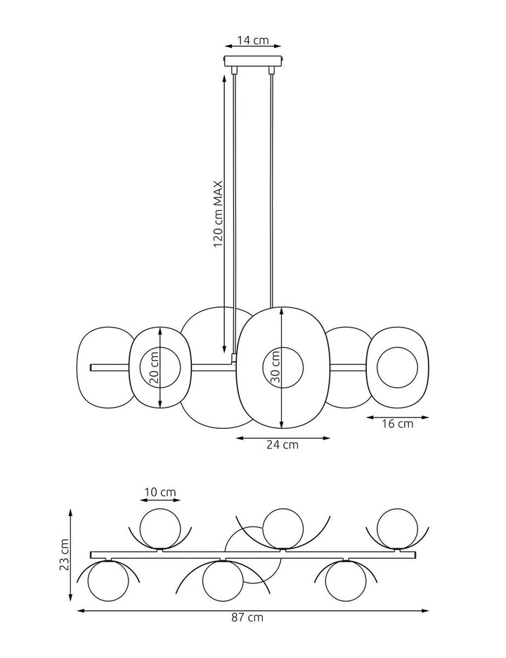 Elementi takpendel 6-lys-Takpendler-Emibig-Svart-1491/6-Lightup.no