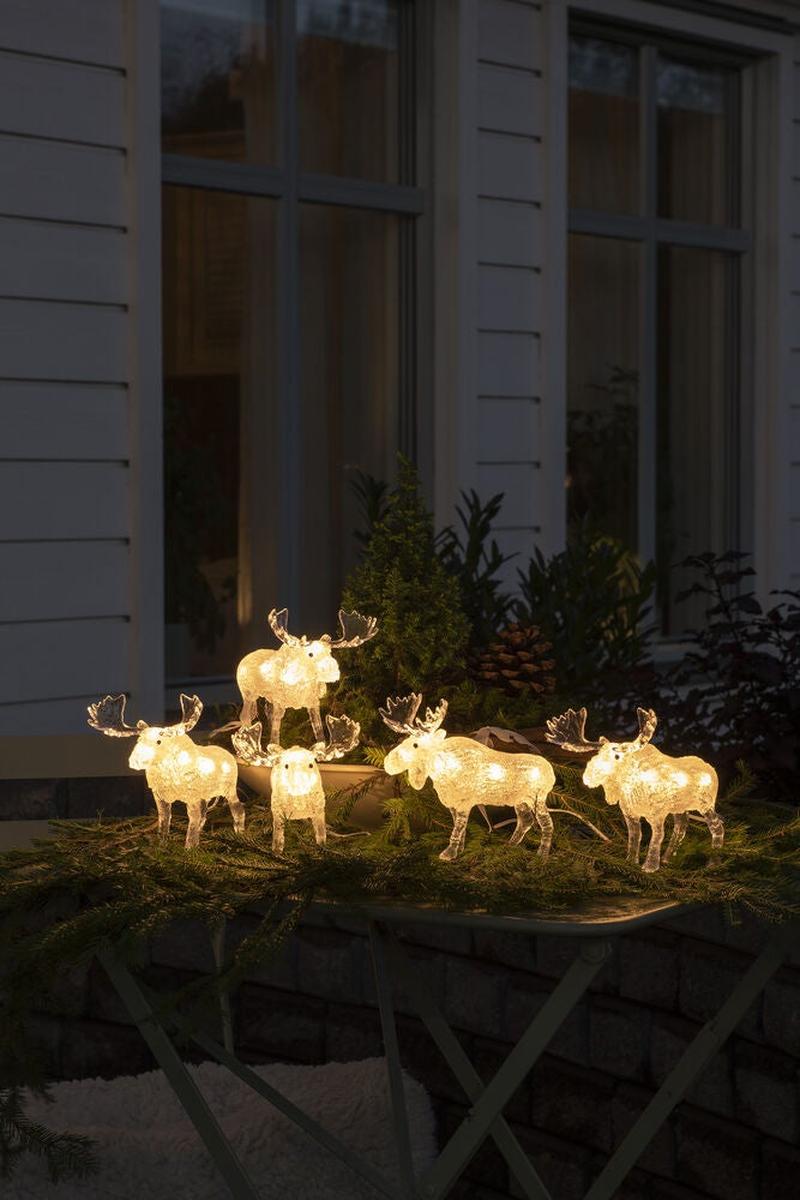 Elger i akryl med 40 LED utendørs – 5 stk-Julebelysning dekor og pynt ute-Konstsmide-Klar-6241-103-Lightup.no
