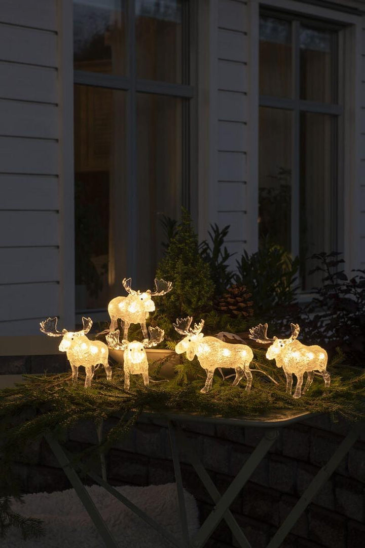 Elger i akryl med 40 LED utendørs – 5 stk-Julebelysning dekor og pynt ute-Konstsmide-Klar-6241-103-Lightup.no