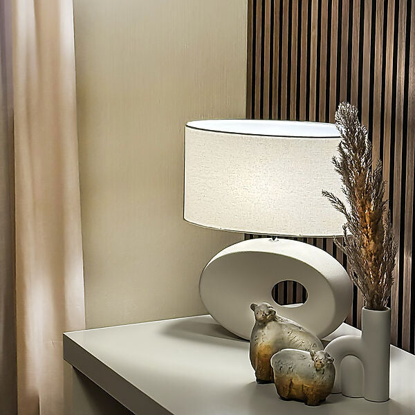 Ellipse bordlampe-Bordlamper-Aneta Lighting-Beige/Naturhvit-18330-02-00-Lightup.no