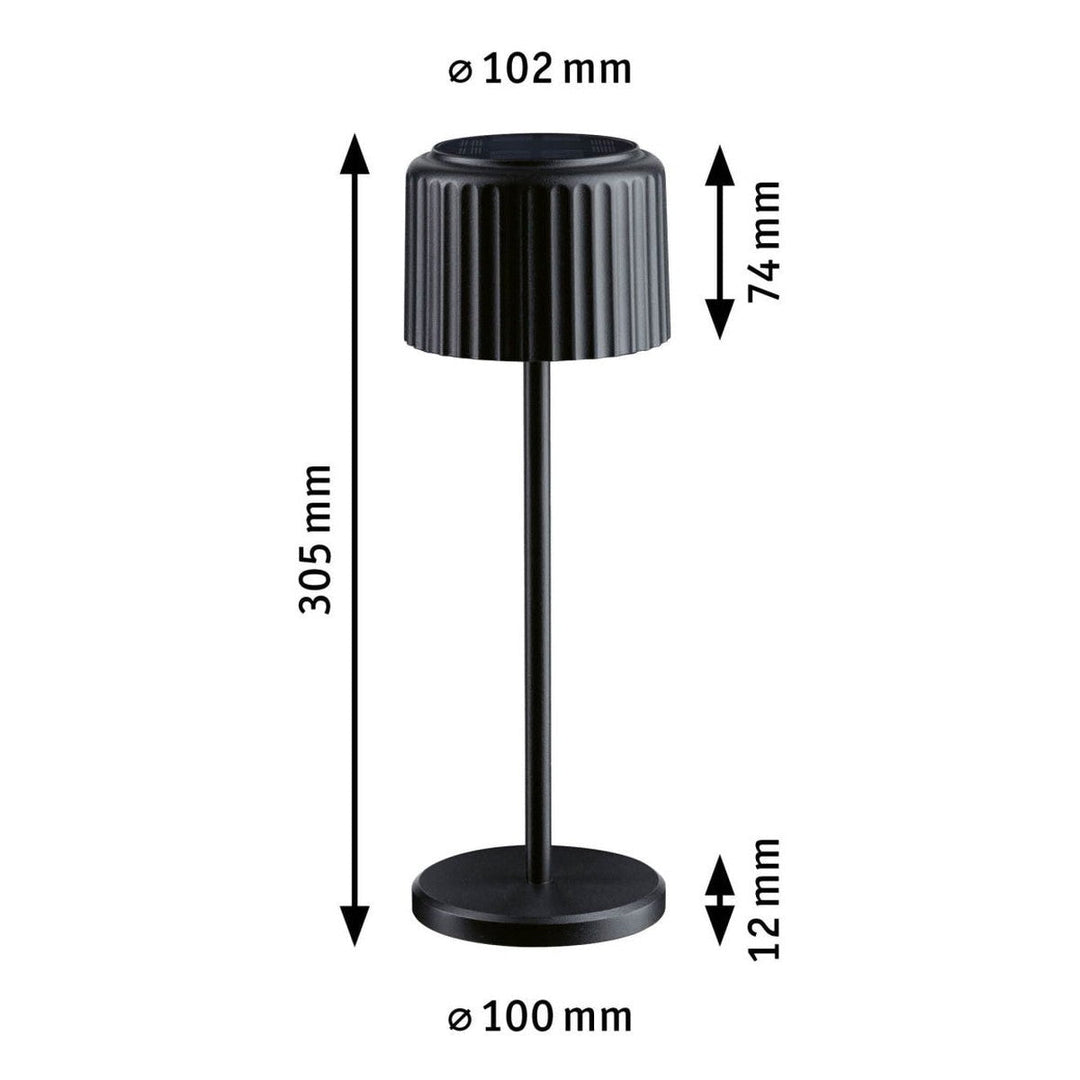 Else bordlampe oppladbar via USB eller solcelle 2700 Kelvin IP44-Bordlamper-Paulmann-Svart-Pl-94878-Lightup.no