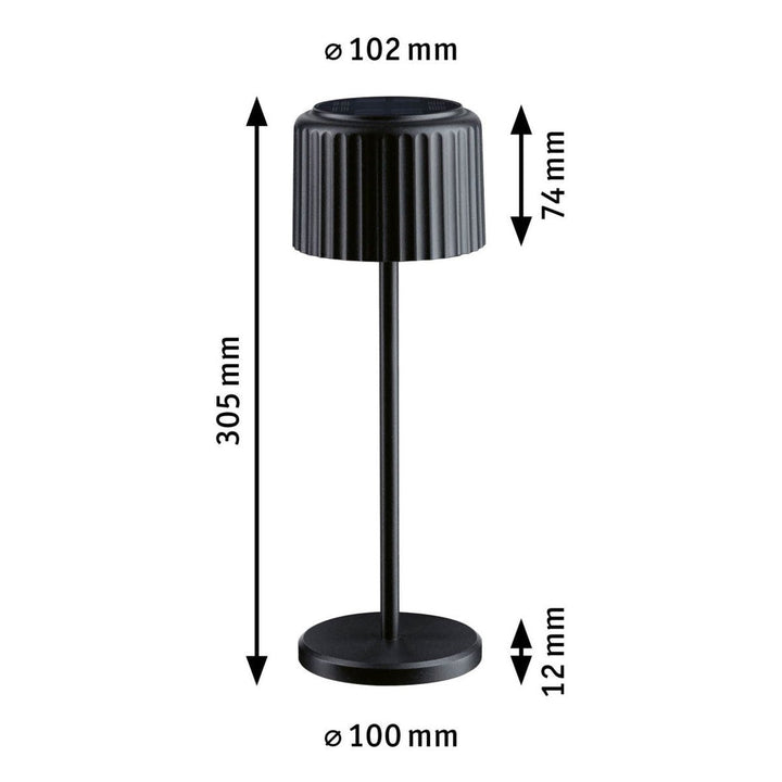 Else bordlampe oppladbar via USB eller solcelle 2700 Kelvin IP44-Bordlamper-Paulmann-Svart-Pl-94878-Lightup.no