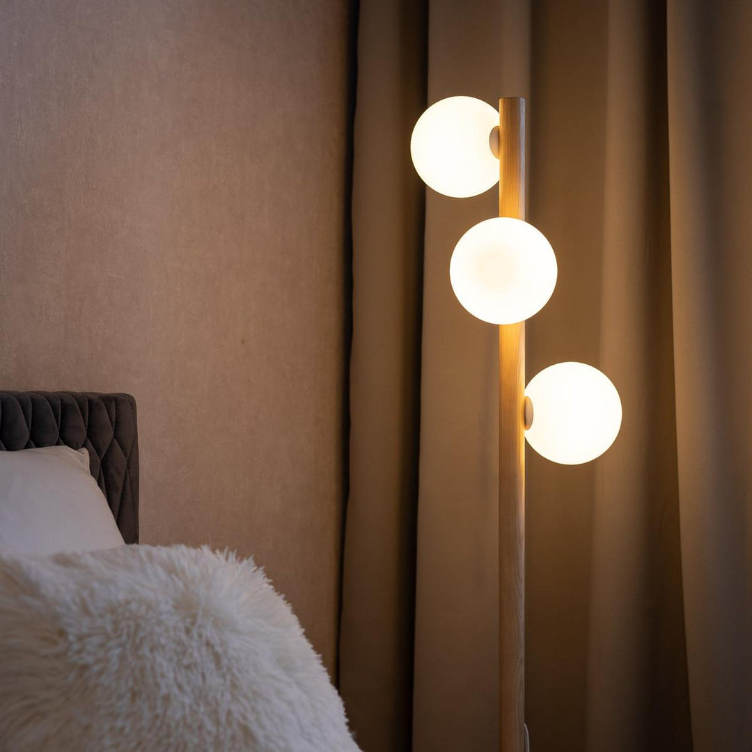 Estera wood gulvlampe 3-lys-Gulvlamper-TK Lighting-Natur / Opal-TK-5809-Lightup.no