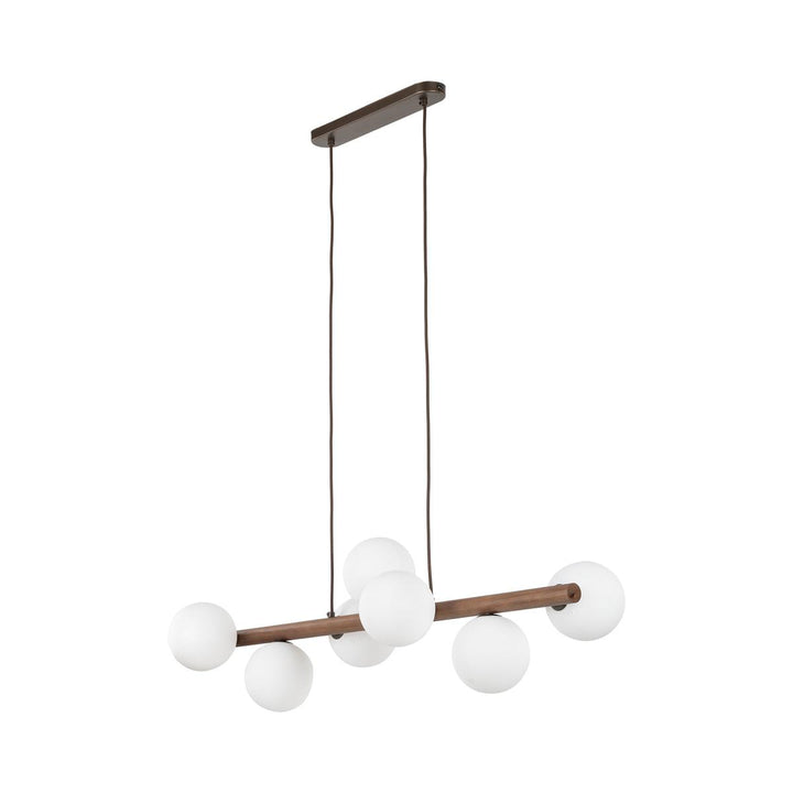 Estera wood takpendel 7-lys-Takpendler-TK Lighting-Valnøtt / Opal-TK-10272-Lightup.no