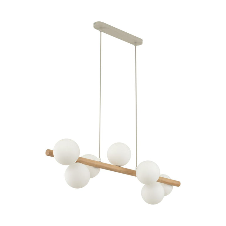 Estera wood takpendel 7-lys-Takpendler-TK Lighting-Natur / Opal-TK-5905-Lightup.no