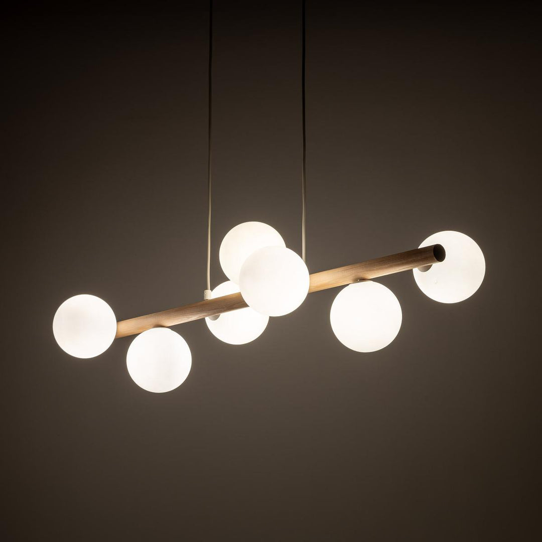 Estera wood takpendel 7-lys-Takpendler-TK Lighting-Natur / Opal-TK-5905-Lightup.no
