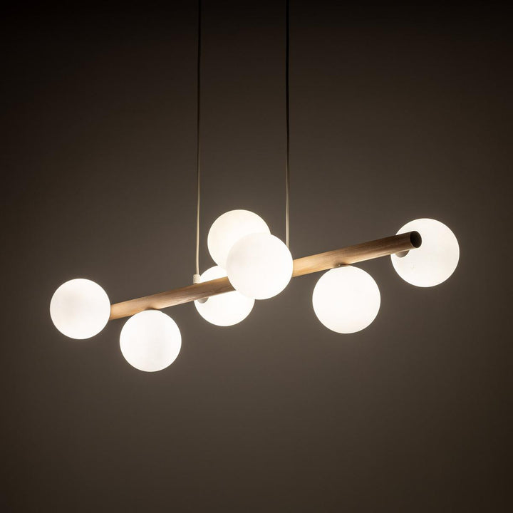 Estera wood takpendel 7-lys-Takpendler-TK Lighting-Natur / Opal-TK-5905-Lightup.no
