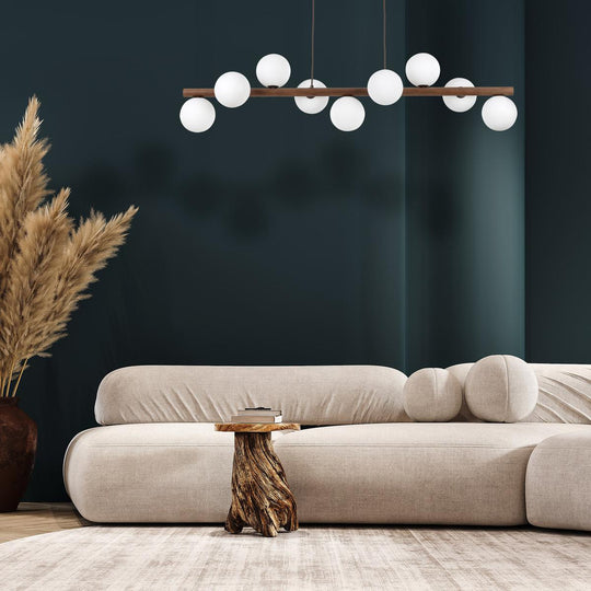 Estera wood takpendel 9-lys-Takpendler-TK Lighting-Valnøtt / Opal-TK-10273-Lightup.no