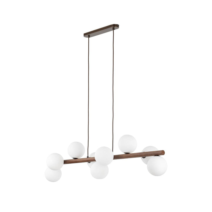 Estera wood takpendel 9-lys-Takpendler-TK Lighting-Valnøtt / Opal-TK-10273-Lightup.no