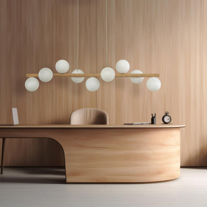 Estera wood takpendel 9-lys-Takpendler-TK Lighting-Valnøtt / Opal-TK-10273-Lightup.no
