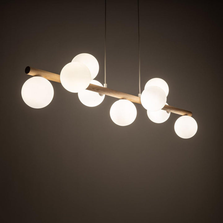 Estera wood takpendel 9-lys-Takpendler-TK Lighting-Valnøtt / Opal-TK-10273-Lightup.no