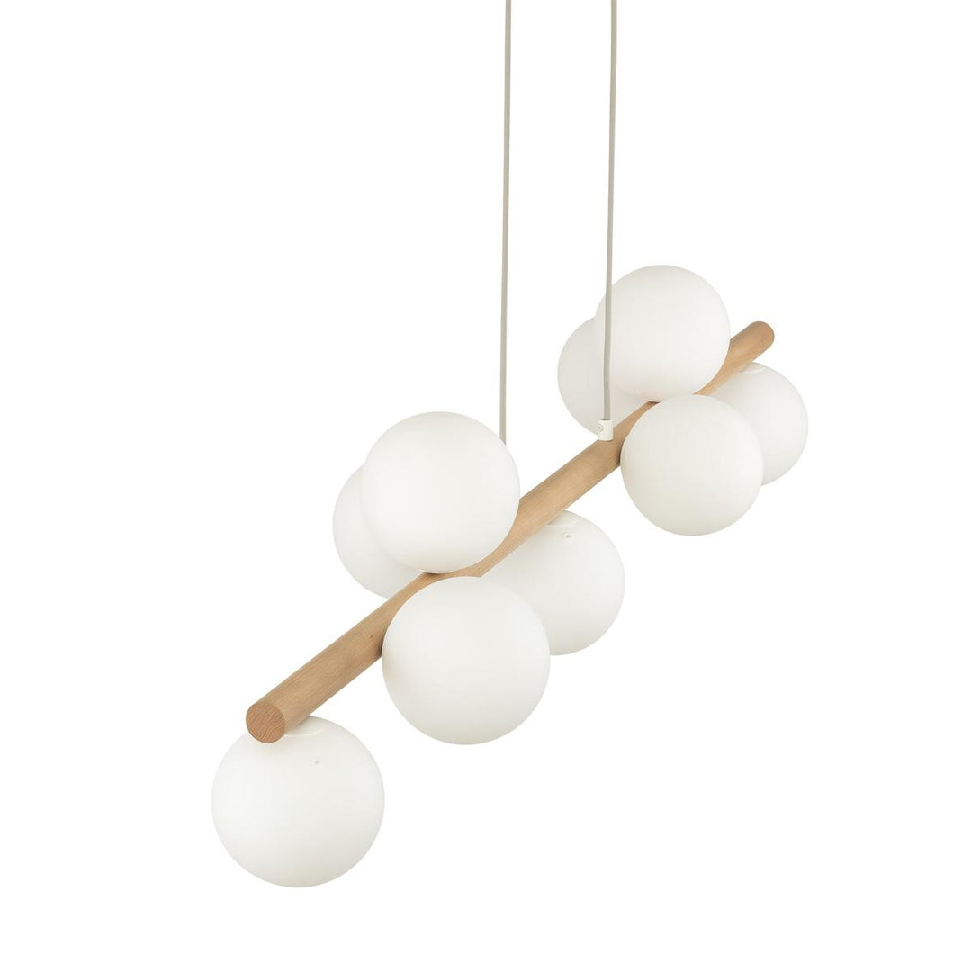 Estera wood takpendel 9-lys-Takpendler-TK Lighting-Valnøtt / Opal-TK-10273-Lightup.no
