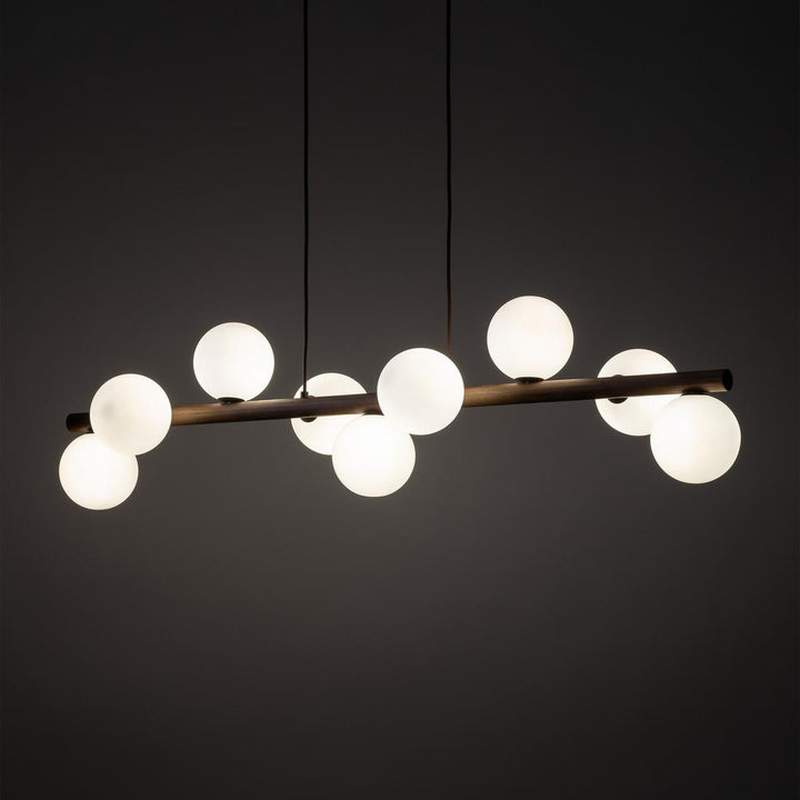 Estera wood takpendel 9-lys-Takpendler-TK Lighting-Valnøtt / Opal-TK-10273-Lightup.no