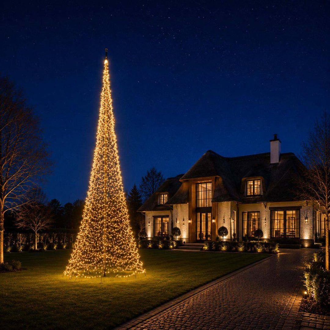 Fairybell 10 meter flaggstang belysning 2048 LED-Lys - Premium-Julebelysning juletrelys ute-Fairybell-Varm hvit / Flerfarget-FA102048L-Lightup.no
