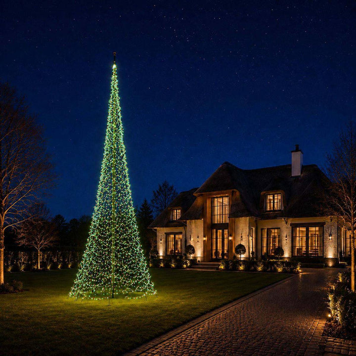 Fairybell 10 meter flaggstang belysning 2048 LED-Lys - Premium-Julebelysning juletrelys ute-Fairybell-Varm hvit / Flerfarget-FA102048L-Lightup.no