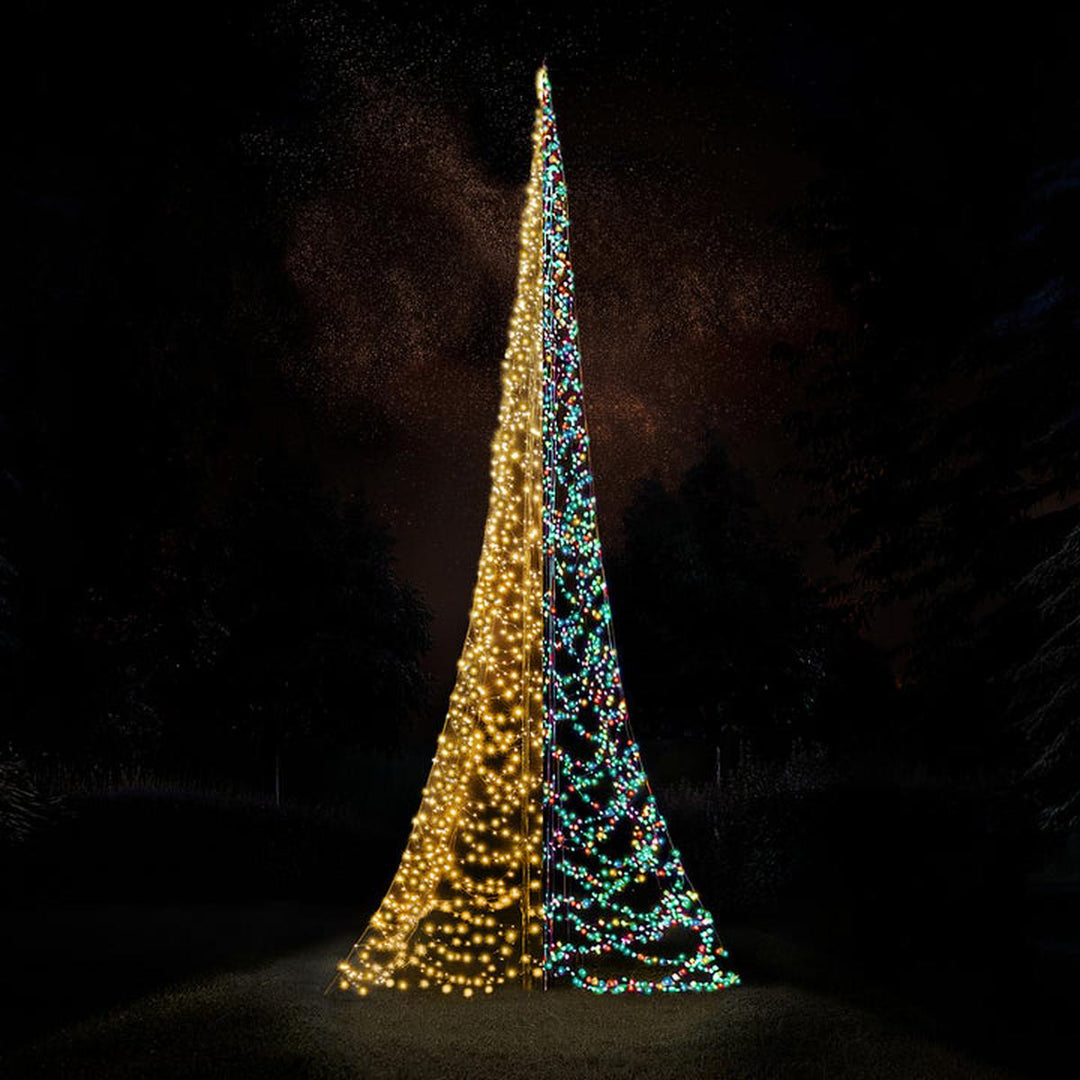 Fairybell 10 meter flaggstang belysning 2048 LED-Lys - Premium-Julebelysning juletrelys ute-Fairybell-Varm hvit / Flerfarget-FA102048L-Lightup.no