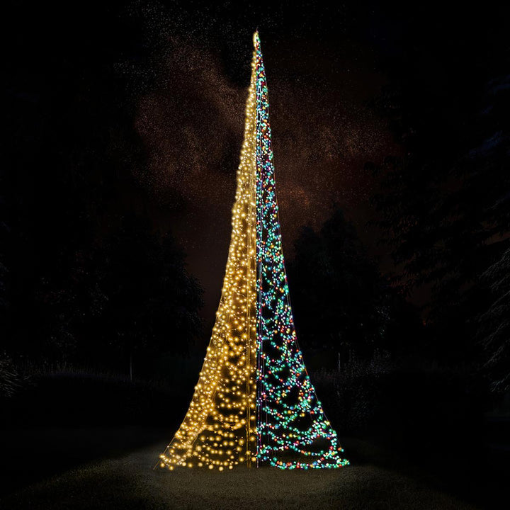 Fairybell 10 meter flaggstang belysning 2048 LED-Lys - Premium-Julebelysning juletrelys ute-Fairybell-Varm hvit / Flerfarget-FA102048L-Lightup.no