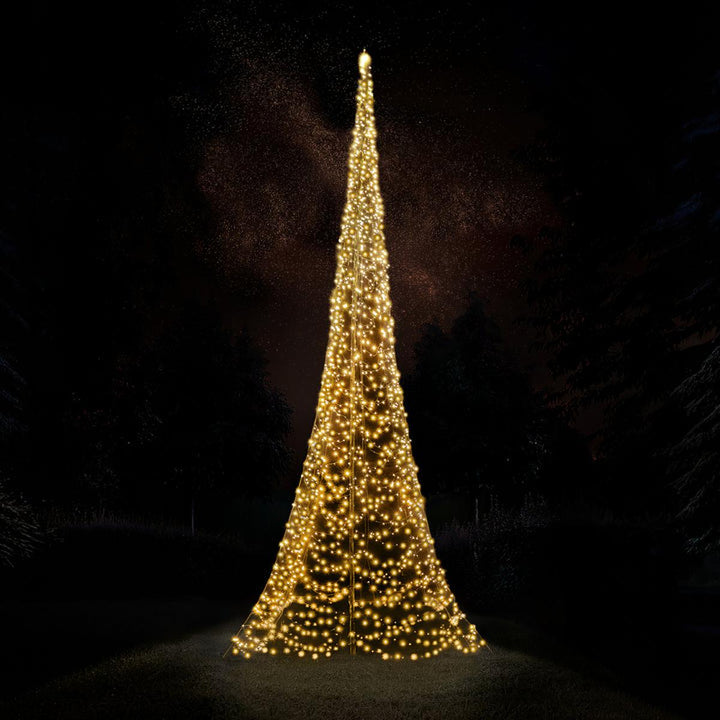 Fairybell 10 meter flaggstang belysning 2048 LED-Lys - Premium-Julebelysning juletrelys ute-Fairybell-Varm hvit / Flerfarget-FA102048L-Lightup.no