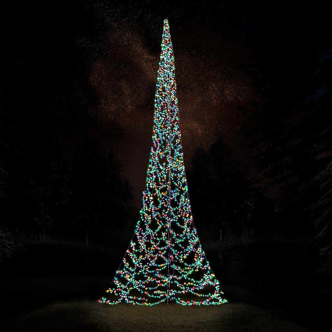 Fairybell 10 meter flaggstang belysning 2048 LED-Lys - Premium-Julebelysning juletrelys ute-Fairybell-Varm hvit / Flerfarget-FA102048L-Lightup.no