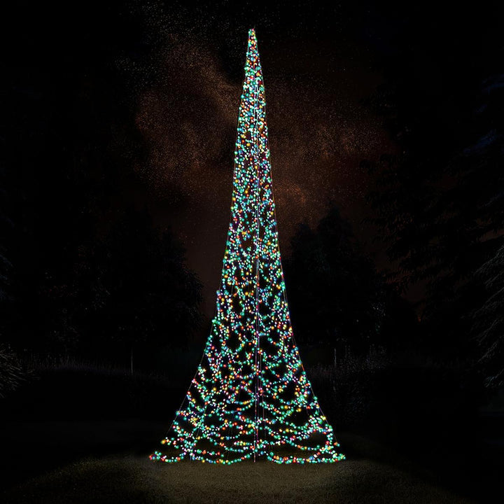 Fairybell 10 meter flaggstang belysning 2048 LED-Lys - Premium-Julebelysning juletrelys ute-Fairybell-Varm hvit / Flerfarget-FA102048L-Lightup.no