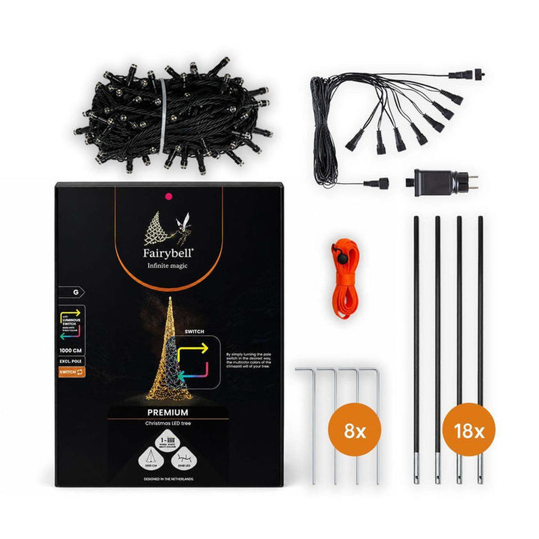 Fairybell 10 meter flaggstang belysning 2048 LED-Lys - Premium-Julebelysning juletrelys ute-Fairybell-Varm hvit / Flerfarget-FA102048L-Lightup.no